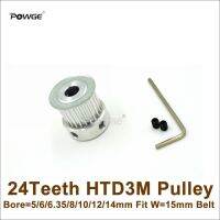 Powge 24ฟัน3M จังหวะรอก = 5/6/6.35/8/10/12/14Mm พอดีกับความกว้าง = 15Mm สายพาน Htd3m 24 T 24ฟัน3M เครื่องแกะสลัก Cnc