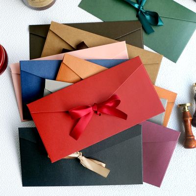 10pcs/set High Quality Ribbon Paper B6 DL Size Envelopes Pearl Paper DIY Wedding Business Invitation Envelopes /Gift Envelopes