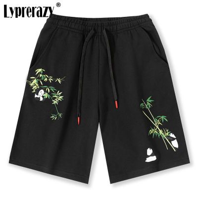Lyprerazy Summer National Tide Embroidery Casual Shorts Mens Loose Straight Sports Chinese Style Shorts