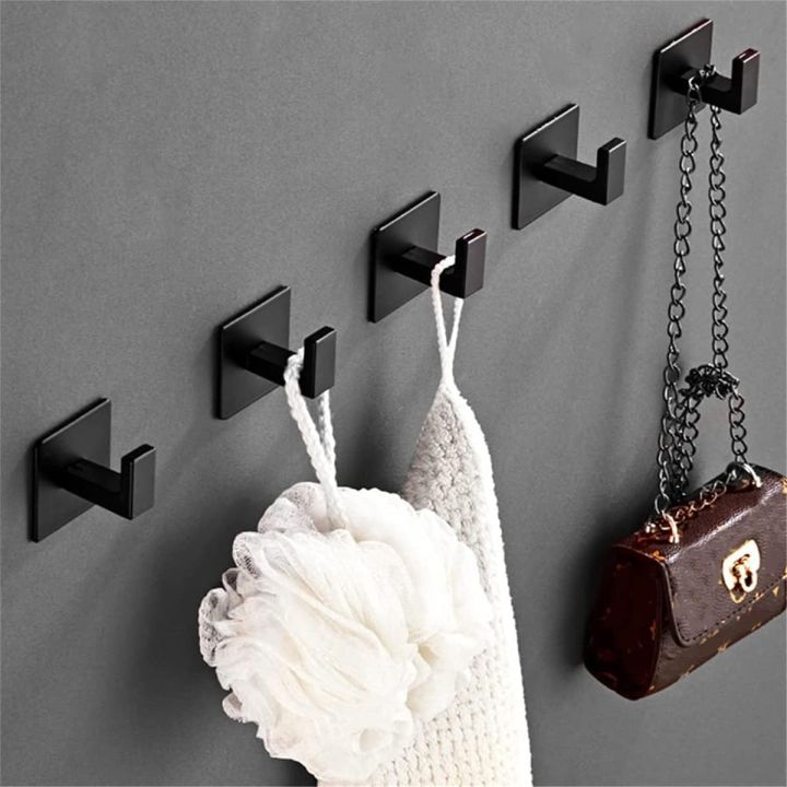 black-self-adhesive-wall-hook-for-hanging-keys-clothes-hanger-door-robe-hook-coat-rack-towel-holder-bathroom-storage-accessories-clothes-hangers-pegs