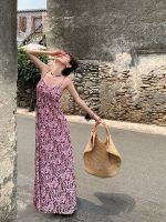 DULA home female summer pink leopard condole belt dress well in 2023 the new French chic skirt of tall waist