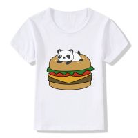 [Hot] 2020 Children Panda/Cats Burger Cartoon T-Shirts Kids Summer Tops Girls Boys Short Sleeve Clothes Hamburger Baby T shirt,ooo2108