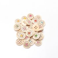 Four-hole button DIY Applique pattern Wood Sewing Buttons for Handmade Scrapbooking Craft 40pcs 15mm Haberdashery