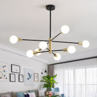 Modern Nordic Sputnik Black Gold Chandeliers LED E27 Lamp Home Lighting Indoor Fixtures Pendant Ceiling For Bedroom Living Room