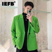 IEFB Mens Suit Shoulder Pad Male Double Breasted Casual Niche Solid Color Suit Fashion 2023 Spring New Tops High Street 9A8105