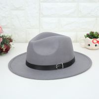 หมวก Fedoras ผู้หญิงหมวกแนวแจ๊สหมวกและหมวกใหม่,หมวกผสมขนสัตว์สีดำลำลองกลางแจ้งฤดูใบไม้ผลิฤดูร้อนผู้ชายแฟชั่น