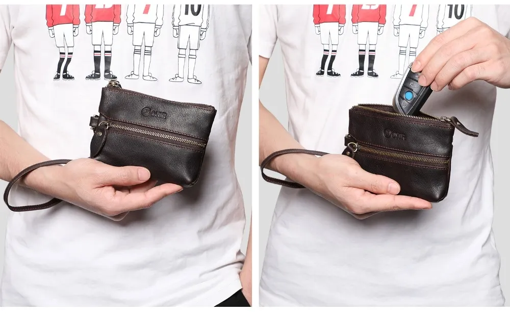 Joyir's Genuine Leather Housekeeper Keychain Zipper Wallets