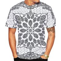 2023 In stock  New Short Sleeve T-shirt Printed Paisley Bandana 3D  Mens Tops，Contact the seller to personalize the name and logo