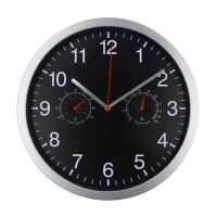 Metal Silent Quartz Wall Clock Quiet Sweep Movement Thermometer Hygrometer No-ticking Home Art Decor New Design