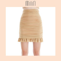 [MILIN] High waisted ruched Ruffle detailing at hem mini skirt กระโปรงสั้นเอวสูงแต่งรูดด้านข้างแต่งระบายขอบกระโปรง / Penuma Skirt