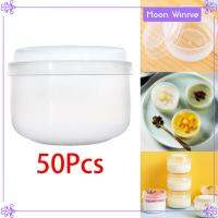 Moon 50ชิ้นพร้อมฝาถ้วยพุดดิ้งอุปกรณ์ปาร์ตี้ถ้วยขนมหวานใสแบบใช้ซ้ำได้