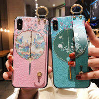 I เคสโทรศัพท์น่ารักจีนพัดลมวงกลมออกแบบเคสโทรศัพท์ iPhone 12 Pro Max 12 Mini 11 Pro Max XS Max XR 8 Plus 7 Plus 7 8 SE 2020ที่ถือสายรัดข้อมือเคสหลัง