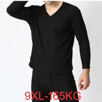 Winter Men 39;s plus size plus velvet thick thermal underwear sets Large size 9XL bottoming shirt velvet warm Velvet underwear suit