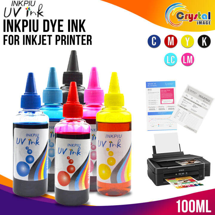 Inkpiu UV Dye Ink 100ml for Inkjet Compatible Printers (CMYK+LMLC ...