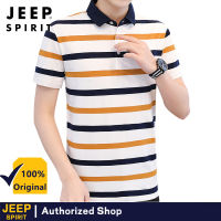 JEEP SPIRIT รถจี๊ปสไตล์เสื้อโปโลของผู้ชายเสื้อปักลายโปโลฤดูร้อนแขนสั้นเทรนด์ใหม่2023