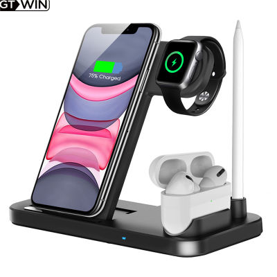GTWIN 3 In 1 Wireless Charger Stand 15W Fast Charging Dock Station For Samsung Apple 1~6 Pro For 12