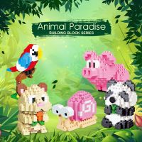 Mini Building Block Cute Panda Snail Pig Hamster Parrot Animals Kids Series Small Pieces of Blocks Toys for Children Gift Decor