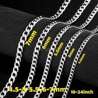 HW Stainless Steel Mens Silver Twist Curb Link Chain Necklace