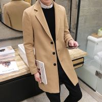 [COD] 2020 autumn mens large size woolen coat style slim mid-length solid windbreaker