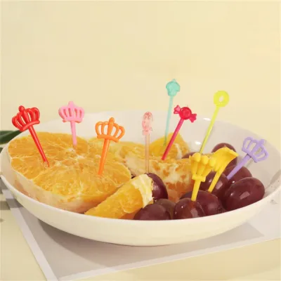 Food Grade Kids Plastic Cake Bento Accessories Cute Toothpick Fruit Fork Mini Creative