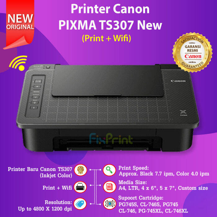 Printer Canon TS307 TS 307 Print WiFi Cartridge Tinta Tipe 745s 746s
