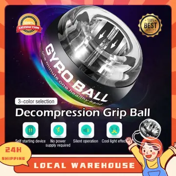 Gyro ball for wrist training, set and collection. Stock Photo