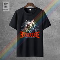 100 Hardcore Tshirt Dog1 Black Gabber Techno Partyoutfit Hot T Shirt Printing Tee Gildan Spot 100% Cotton