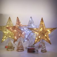 (Worry free) 2022ใหม่ Tree Top Star พร้อม Light Five Pointed Star ตกแต่ง LED Christmas Tree Top ตกแต่งแสง Props Xmas Home Decor