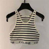 CE Stripe Vest ตัวอักษรสีดำและสีขาวสั้นสบายๆ