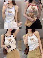 ? พร้อมส่ง*เสื้อกล้าม งานปักหมี ผ้าพื้น