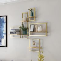 △◎ Nordic Simple Fashion Art Wall Shelf Living Room TV Decoration Frame Creative Multifunctional Storage Rack Home Organizer