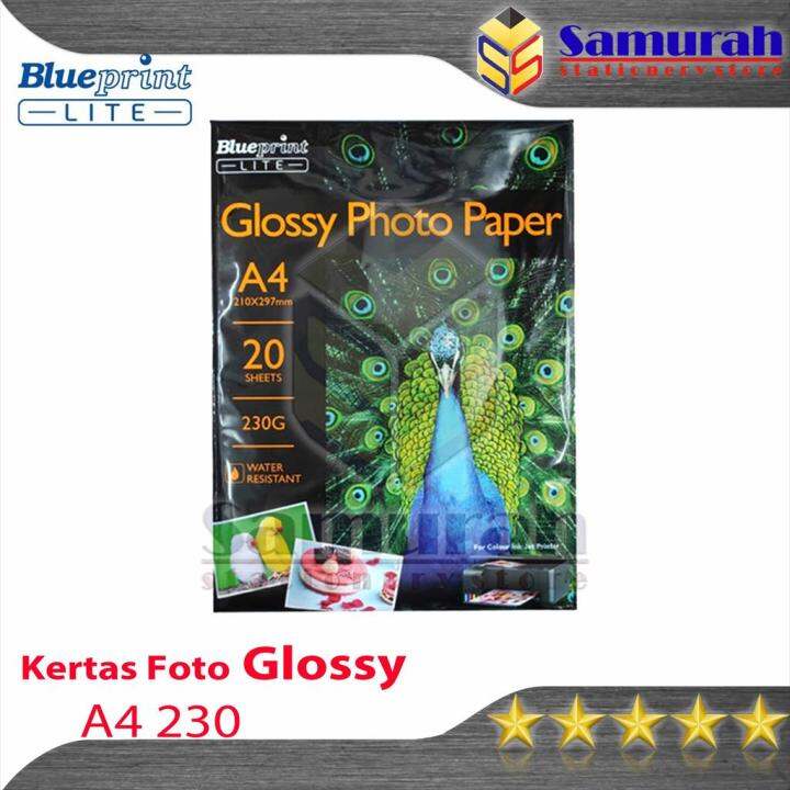 Kertas Foto Glossy Blueprint Lite A4 230 Gsm Glosy Photo Paper Isi 20