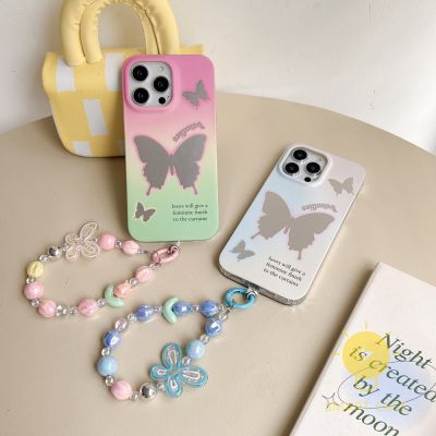 For เคสไอโฟน 14 Pro Max [Plating Butterfly Chain Matte] เคส Phone Case For iPhone 14 Pro Max Plus 13 12 11 For เคสไอโฟน11 Ins Korean Style Retro Classic Couple Shockproof Protective TPU Cover Shell