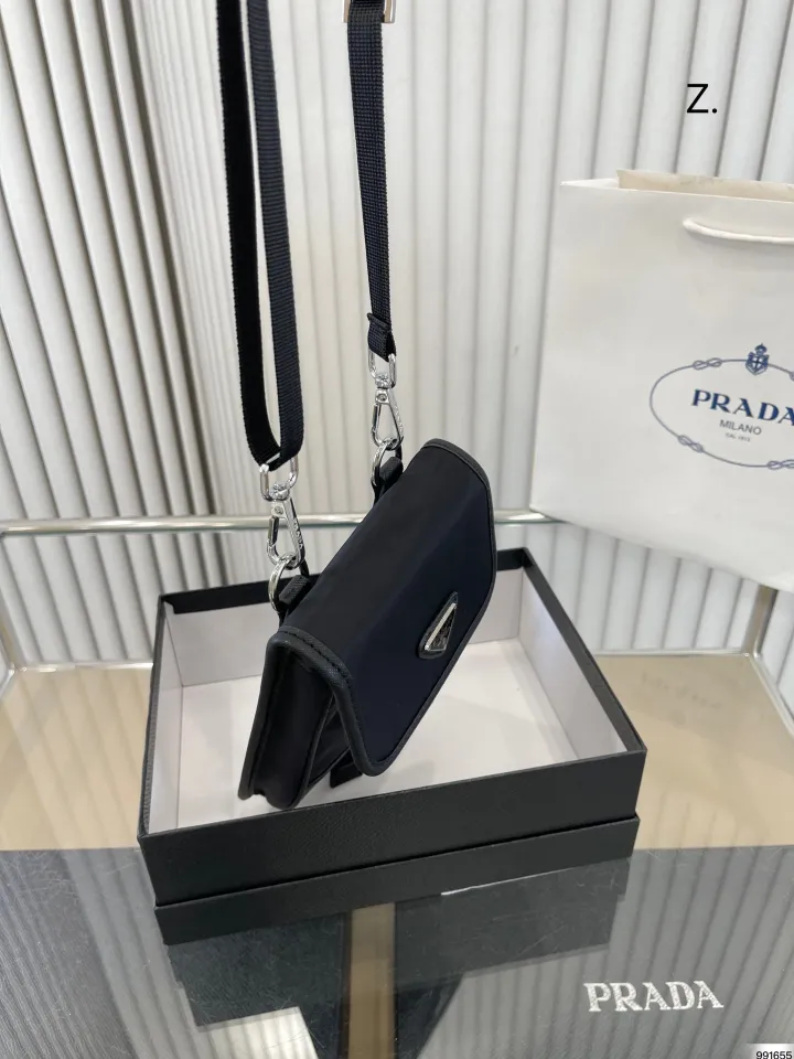 Gift Box Packing] Original Pradaˉ Nylon Phone Pouch Flap Shoulder