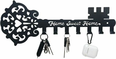 Key Holder Hooks Sweet Home Wall Mounted Decorative Black Metal Hanger