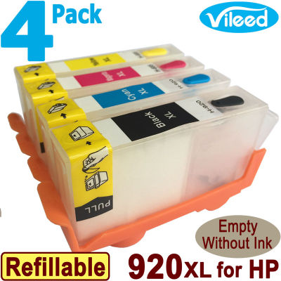 Compatible 4 Pack 920 XL BK C M Y Refillable Empty Print Cartridge Without Ink Full Set 920XL Black Cyan Magenta Yellow  for HP Officejet 6000 6500 6500A 7000 7500 7500A color Printer