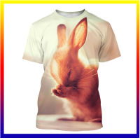 Summer Cute Rabbit T-shirt สัตว์พิมพ์ 3D Street Wear เด็กเสื้อยืดเสื้อผ้าผู้ชายผู้หญิงสบาย ๆ แฟชั่นพลัสขนาดเสื้อ O คอ XS-5XL