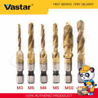 Vastar 6 ชิ้นHex S Hankไทเทเนียมชุบไฮสปีดสกรูเกลียวเมตริกแตะเจาะบิตสกรูเครื่องผสมแตะM3 M4 M5 M6 M8 M10 เครื่องมือมือ