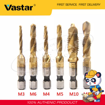 Vastar 6 ชิ้นHex S Hankไทเทเนียมชุบไฮสปีดสกรูเกลียวเมตริกแตะเจาะบิตสกรูเครื่องผสมแตะM3 M4 M5 M6 M8 M10 เครื่องมือมือ