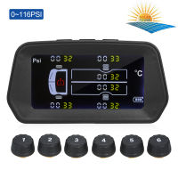 Tire Pressure Monitoring System Solar Charge 6 Alarm Modes Smart 0.01 High Accuracy LCD Color Display with 6 External Sensor for Light Truck Tires Real-Time Pressure and Temperature(0~116PSI)