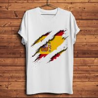 Vision Spain Flag Inside Tearing Tshirt Men White Homme T Shirt Tee