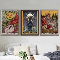 Nordic บทคัดย่อ The Lovers Tarot ภาพวาดผ้าใบ Sun Empress Priestess โปสเตอร์พิมพ์ห้องนั่งเล่น Wall Art Pictures