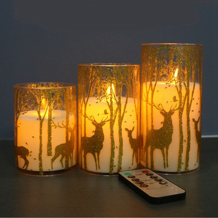 1set-led-electronic-candle-light-sticker-lampshade-home-decoration-decorative-candle-plastic