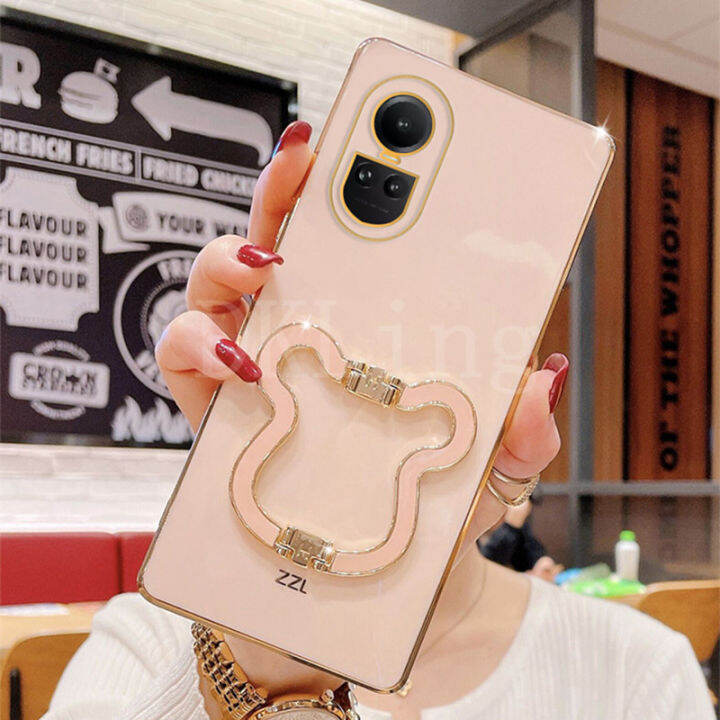 เคสมือจับสำหรับโทรศัพท์มือถือหูหมีน่ารักใหม่สำหรับ-oppo-reno-10-5g-สุดหรูซิลิโคนชุบ-oppo-reno-ปลอกอ่อน10-reno-10-pro-reno10-pro-ฝาหลัง2023เคสกันกระแทกมือถือ-oppo-reno-10pro-plus-5g