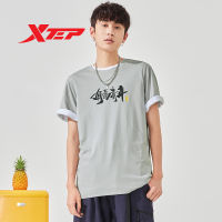 Xtep ชุด877227010157แขนสั้น,ชุดเสื้อกีฬาแขนสั้นสวมใส่สบายลำลอง