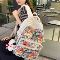 Fashion Cartoon Printing Women Backpack Kawaii Waterproof Nylon Large Travel Bag Female Schoolbag For Girls Men Laptop Backpacks