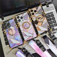 [Hot K] กล่องสี่เหลี่ยมจตุรัสระยิบระยับสุดหรูเคสโทรศัพท์ติดเพชรประกบทรงเรขาคณิตสำหรับ Samsung Galaxy S21 S22 S10พิเศษบวก S20 FE Note 20 10 S9 A52 A72