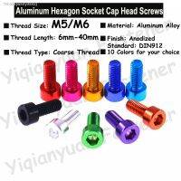 ┇◑♣ 2Pcs-5Pcs M5 M6 DIN912 Colourful Aluminum Hexagon Socket Cap Head Screws Allen Key Screws with Coarse Thread 10 Colors