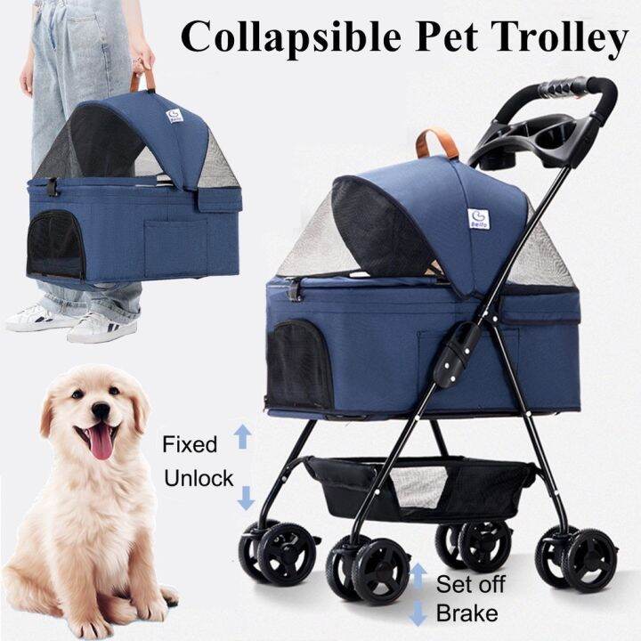 Pet Dog Cat Stroller Detachable Carrier 2In1 Small Pets Puppy Waterresistant Cover