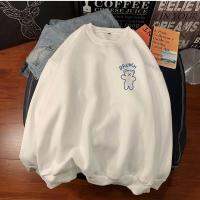 20212022 autumn winter long-sleeved t-shirt for men women Korean kawaii bear print all-match preppy couples plus velvet sweatshirt